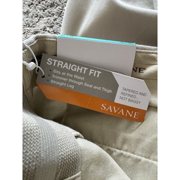 NWT Savane Performance Chino Khaki Comfort Waist Straight Leg Pants Men’s 46x32 - Picture 6 of 7